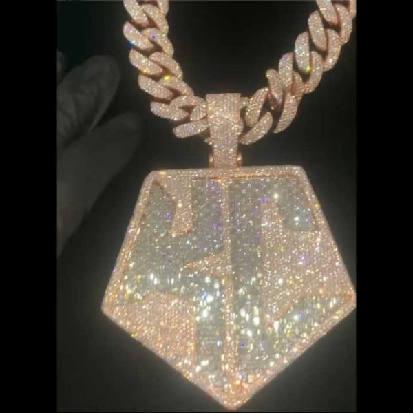 Fully Icy 925 Silver Rose Gold Pass Diamond Test Real Moissanite Hip Hop Jewelry Custom Iced Out Pendant