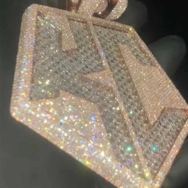 Fully Icy 925 Silver Rose Gold Pass Diamond Test Real Moissanite Hip Hop Jewelry Custom Iced Out Pendant