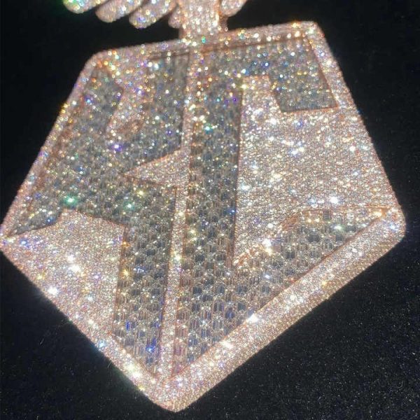 Fully Icy 925 Silver Rose Gold Pass Diamond Test Real Moissanite Hip Hop Jewelry Custom Iced Out Pendant
