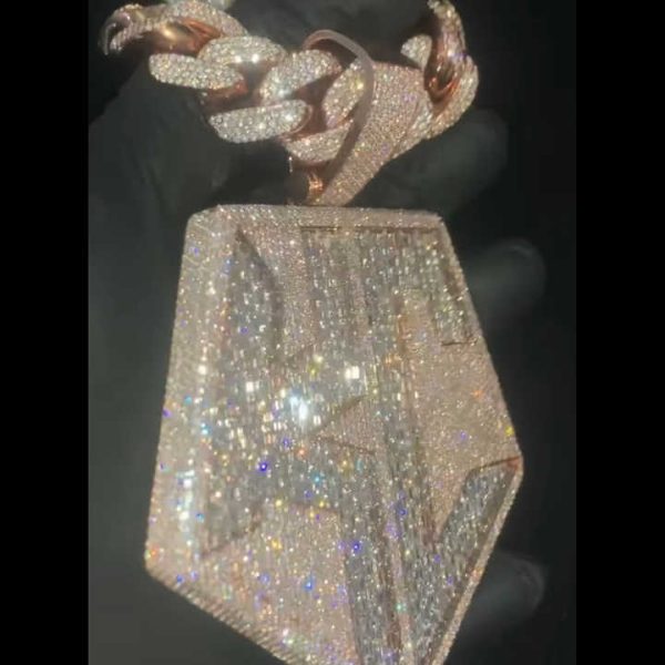 Fully Icy 925 Silver Rose Gold Pass Diamond Test Real Moissanite Hip Hop Jewelry Custom Iced Out Pendant