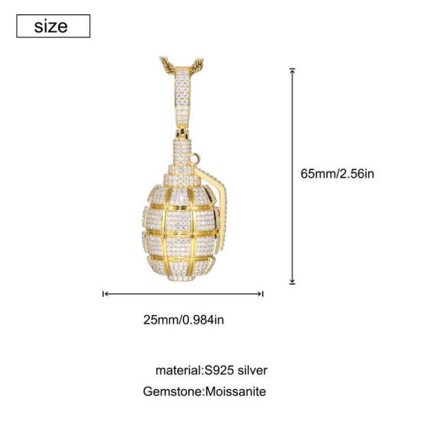Lab Grown Moissanite Pendant 925 Silver 18K Gold Finish Jewelry Gift for Her Men and Women