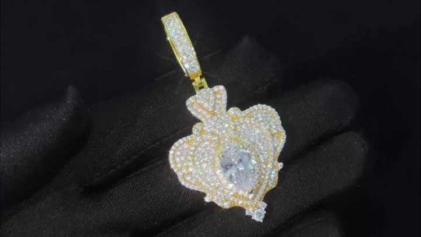 925 Sterling Silver Jesus Pendant with Pear Cut Moissanite Stone and Iced Out Hiphop Style Design