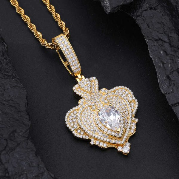 Fancy Fashion Design Women Gift Jewelry 925 Sterling Silver Bling Pear Cut Moissanite Diamond Iced Out Heart Pendant