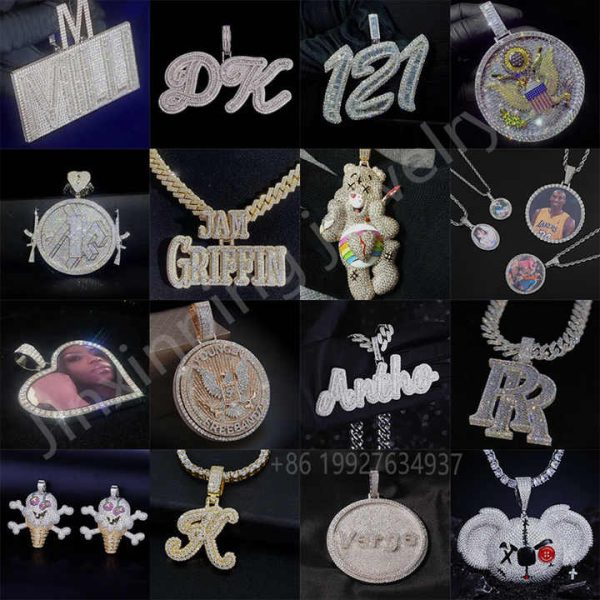 Custom Vvs Moissanite Diamonds 3d Pendants Factory Wholesale 925 Silver Fine Jewelry for Cuban Link Necklace