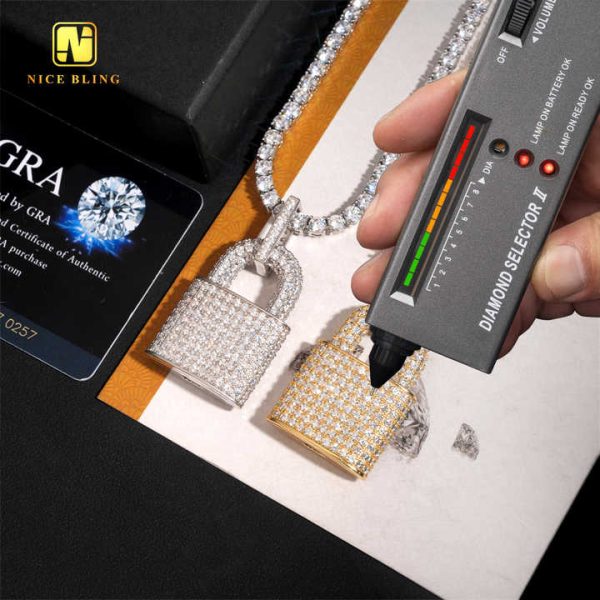 Daily Fine Jewelry Moissanite Lock Pendant Hip Hop Iced Out Pendant Religious Jewelry Rapper Pendants