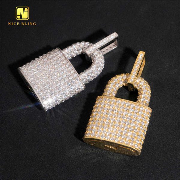 Daily Fine Jewelry Moissanite Lock Pendant Hip Hop Iced Out Pendant Religious Jewelry Rapper Pendants