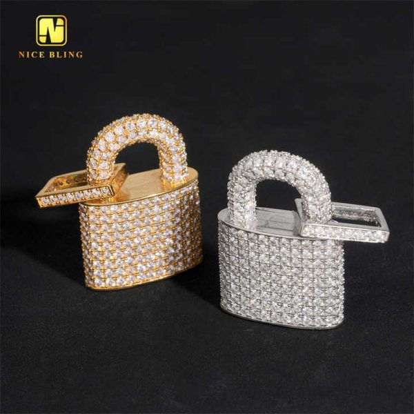 Daily Fine Jewelry Moissanite Lock Pendant Hip Hop Iced Out Pendant Religious Jewelry Rapper Pendants