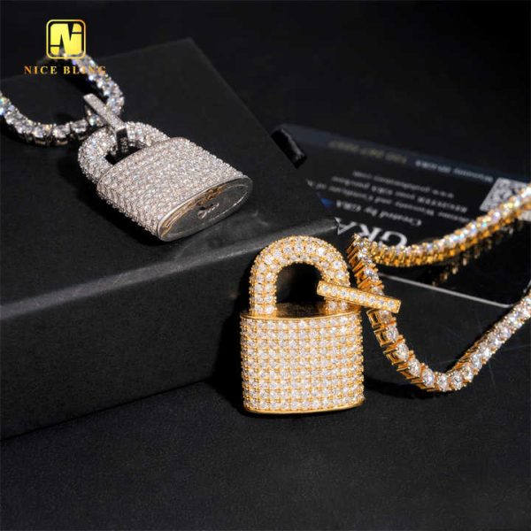Daily Fine Jewelry Moissanite Lock Pendant Hip Hop Iced Out Pendant Religious Jewelry Rapper Pendants