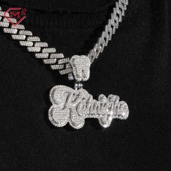 Hip Hop Moissanite Letter Pendant Customized Luxury Fine Jewelry 925 Silver Moissanite Pendant