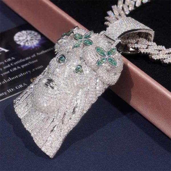 S925 Sterling Silver Moissanite Jesus Hip Hop Pendant Fashionable Charms Jewelry