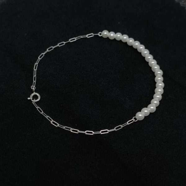 Not Fade Fine Jewelry Romantic Design Cable Link Elegant 925 Sterling Silver and Genuine Pearl Women's Bracelet