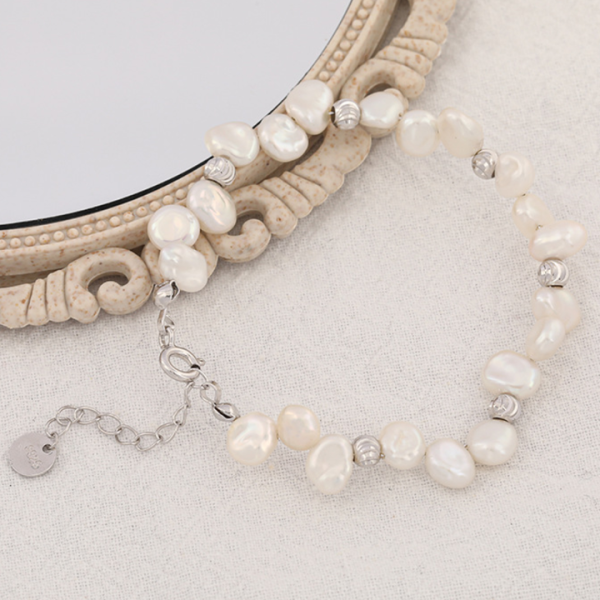 Wholesale Fashion Natural Baroque Pearl Bracelet Sterling Silver 925 Gold Plated Adjustable Pearl Bracelet