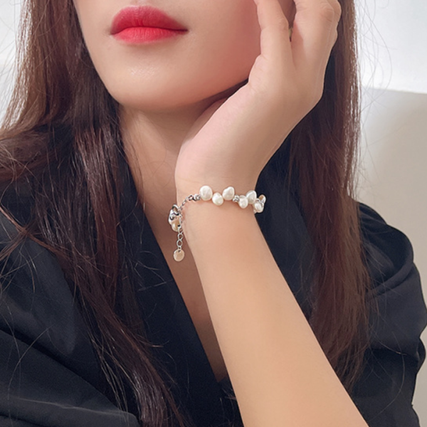Wholesale Fashion Natural Baroque Pearl Bracelet Sterling Silver 925 Gold Plated Adjustable Pearl Bracelet