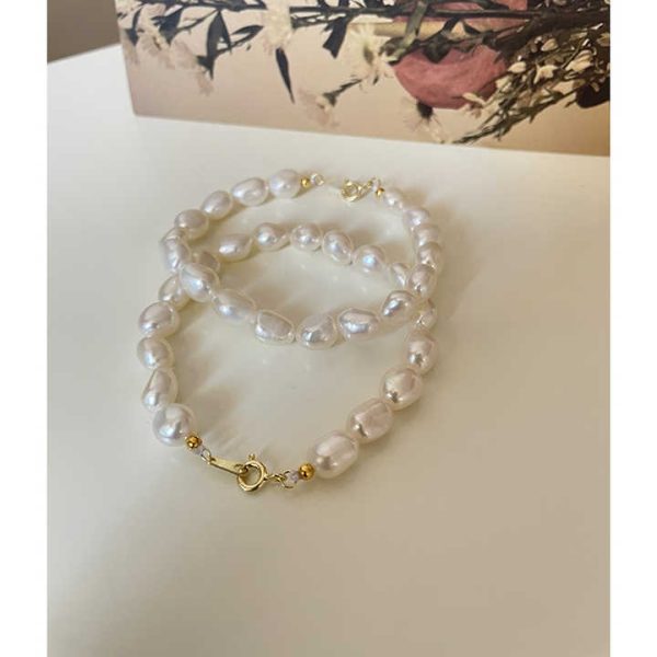 925 Sterling Silver Beaded Natural Freshwater Pearl Bracelet Baroque Pearl Gold Plated Bracelets Romantic Handmade Jewelry 2022
