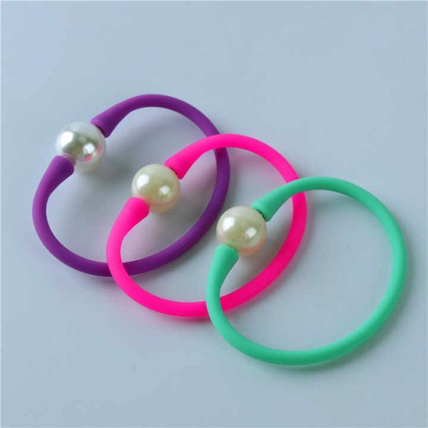 Hotsale Europe and America Fashion DIY Jewelry Fresh Water Pearl Bracelets Custom Muti Rainbow Color Silicon Bracelet