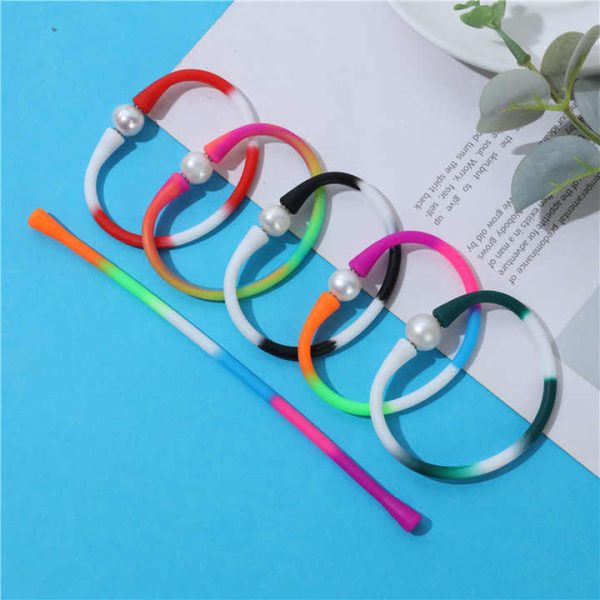 Hotsale Europe and America Fashion DIY Jewelry Fresh Water Pearl Bracelets Custom Muti Rainbow Color Silicon Bracelet