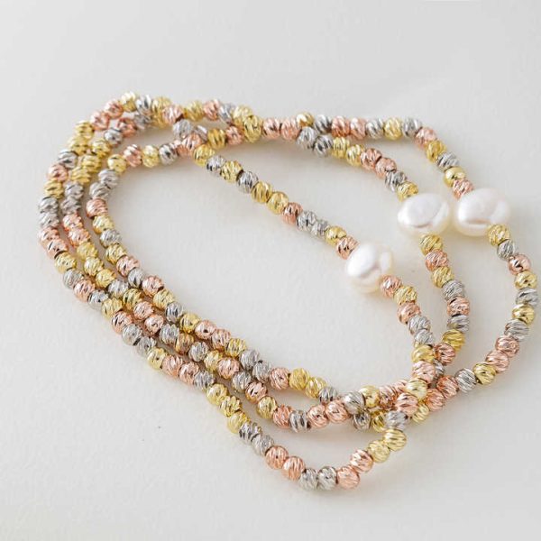 Personalized Bead Bracelet, Pearl Bracelet, Women's Versatile 18K Copper Gold-plated Bracelet