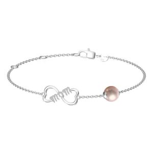 Infinity Mom Bracelet Pearl Jewelry Mounting 925 Sterling Silver Heart Mum Pearl Settings Adjustable Bracelet Chain