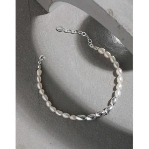 Factory Wholesale Summer Jewelry Bracelet 925 Sterling Silver Freshwater Pearl Splicing Beaded Bracelet Women Fine Jewelry