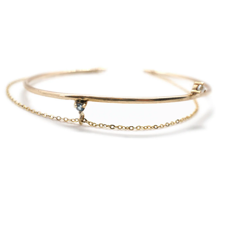 Delicate Sterling Silver Bangle Bracelets Wholesale Diamond Pearl Ladies Chain Bracelets and Bangles