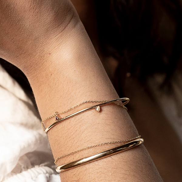 Delicate Sterling Silver Bangle Bracelets Wholesale Diamond Pearl Ladies Chain Bracelets and Bangles