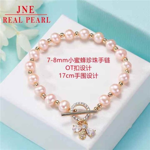 Freshwater Pearl Orange Bee Insect Bracelet Design Style Valentine's Day Gift Bracelet Ornament
