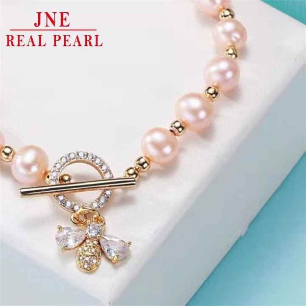Freshwater Pearl Orange Bee Insect Bracelet Design Style Valentine's Day Gift Bracelet Ornament