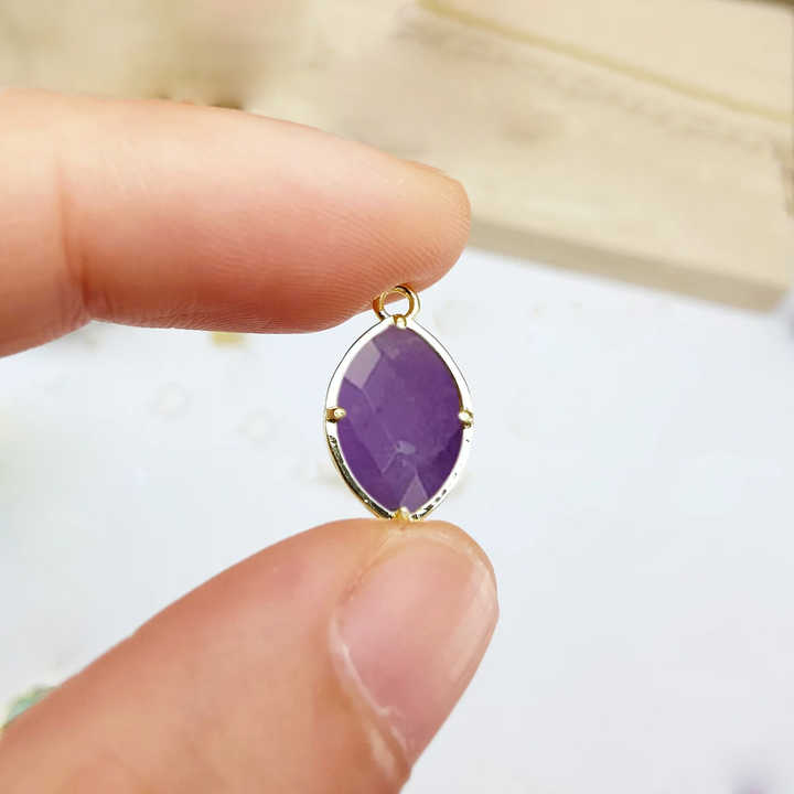 Authentic 925 Sterling Silver Fine Pendant Charm Natural Amethyst Marquise Bezel Gemstone for DIY Jewelry Making Wholesale Bulk
