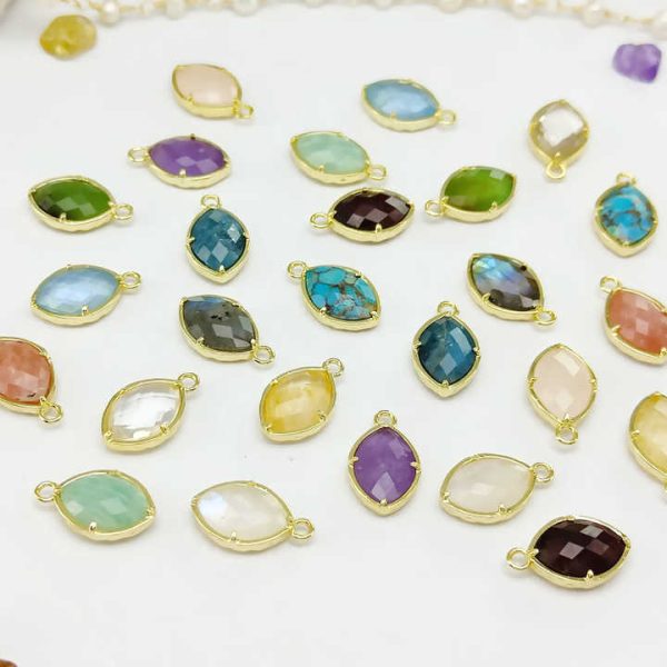 Authentic 925 Sterling Silver Fine Pendant Charm Natural Amethyst Marquise Bezel Gemstone for DIY Jewelry Making Wholesale Bulk
