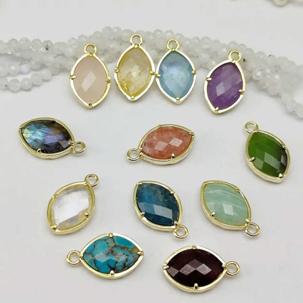 Authentic 925 Sterling Silver Fine Pendant Charm Natural Amethyst Marquise Bezel Gemstone for DIY Jewelry Making Wholesale Bulk