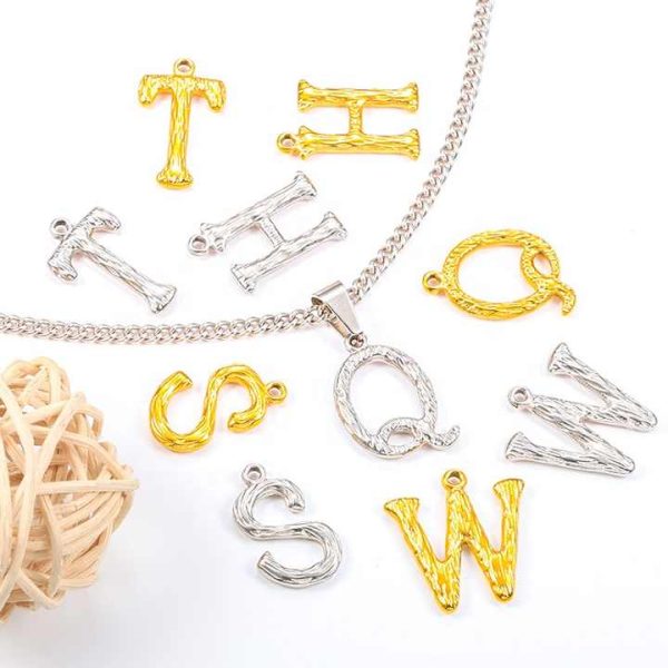 Custom 18K Gold Vacuum Plated 3D Jewelry 26 A-Z Initial Letter Pendant Stainless Steel Letter Pendant