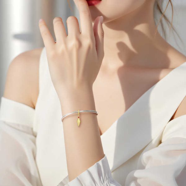 Delicate Lipstick Pendant Charm Real 925 Sterling Silver Zircon Beads for Women Charm Bracelet Necklace Fashions Jewelry Making