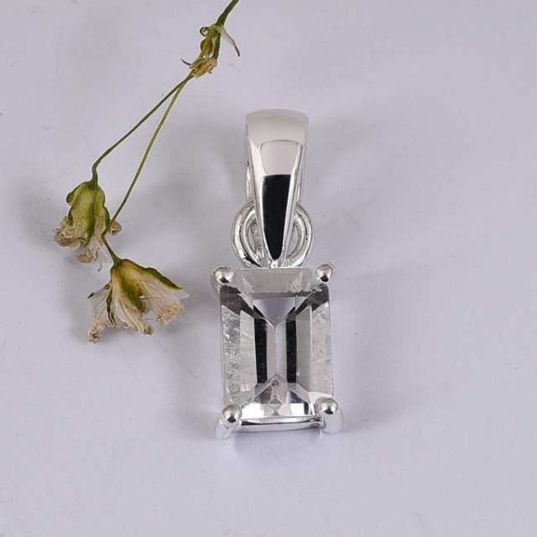 Handmade 925 Sterling Silver Pendant with Natural Gemstone Cubic Zirconia Yellow Gold Charm Wholesale Jewelry Gift for Her