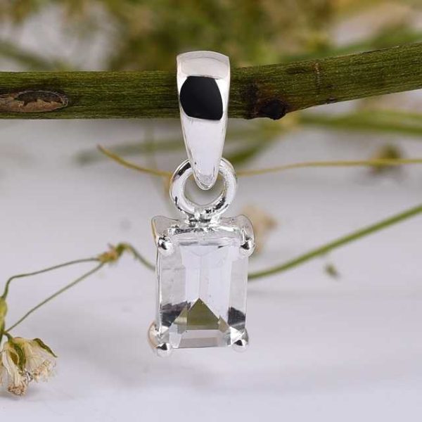 Handmade 925 Sterling Silver Pendant with Natural Gemstone Cubic Zirconia Yellow Gold Charm Wholesale Jewelry Gift for Her