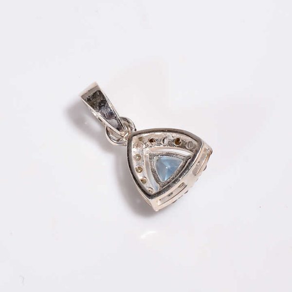925 Sterling Silver Pendant High Quality Blue Topaz With Diamond Pendant for Women Fine Classic Pendant Perfect Wedding Gift