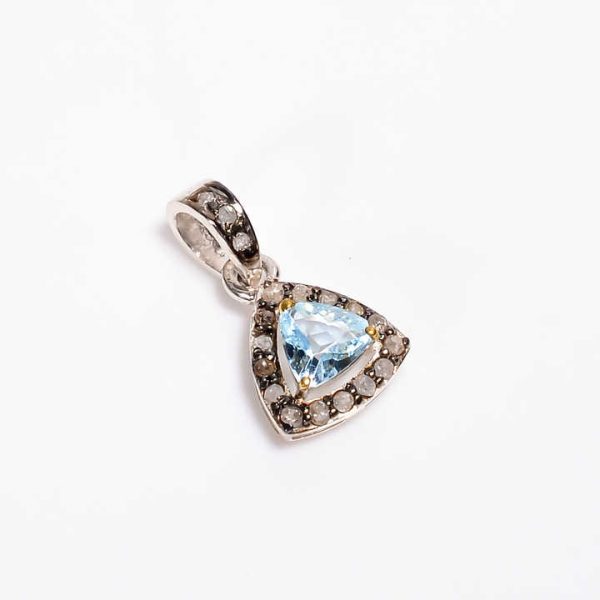 925 Sterling Silver Pendant High Quality Blue Topaz With Diamond Pendant for Women Fine Classic Pendant Perfect Wedding Gift