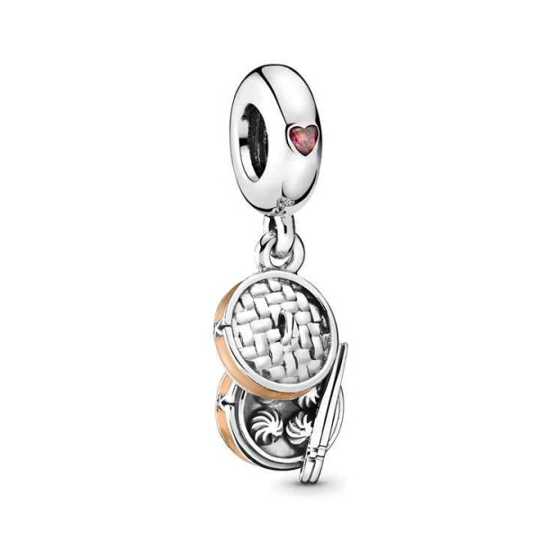 S925 Sterling Silver Heart-Shaped Cherry Bracelet Pendant DIY Romantic Lucky Eye Rhodium Plated Charm Zircon Wholesale Jewelry