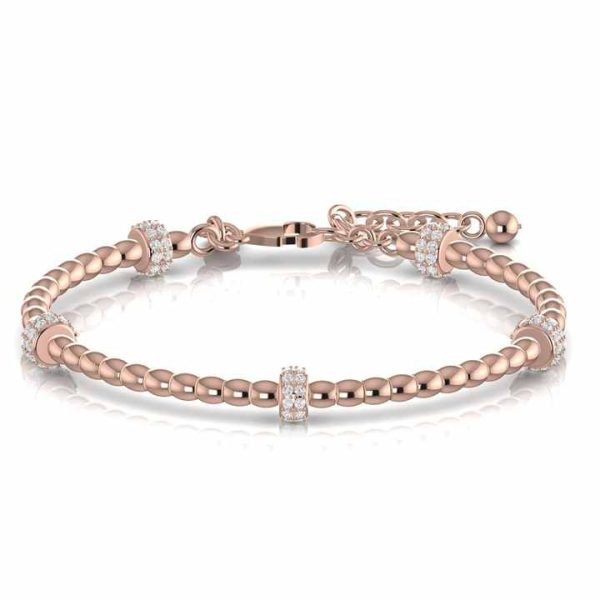 10kt Solid Yellow White Rose Gold Lab Grown Diamond Adjustable Dainty Bracelet Fine Jewelry for Women