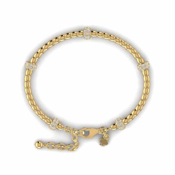 10kt Solid Yellow White Rose Gold Lab Grown Diamond Adjustable Dainty Bracelet Fine Jewelry for Women