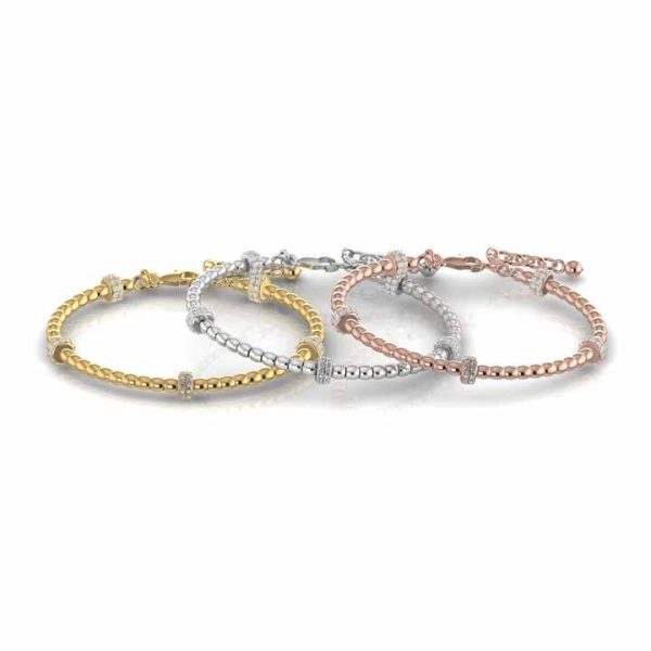 10kt Solid Yellow White Rose Gold Lab Grown Diamond Adjustable Dainty Bracelet Fine Jewelry for Women