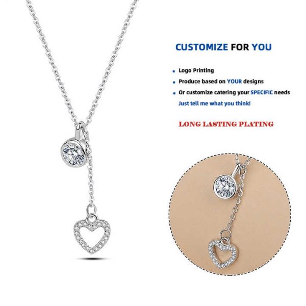 925 Sterling Silver Shakable Shiny Heart Star Necklace Women Ins Fashion Style Heart Zircon Pendant Jewelry Gift First Choice
