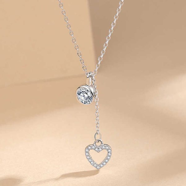 925 Sterling Silver Shakable Shiny Heart Star Necklace Women Ins Fashion Style Heart Zircon Pendant Jewelry Gift First Choice