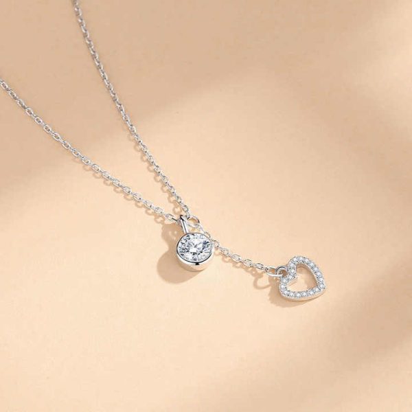 925 Sterling Silver Shakable Shiny Heart Star Necklace Women Ins Fashion Style Heart Zircon Pendant Jewelry Gift First Choice