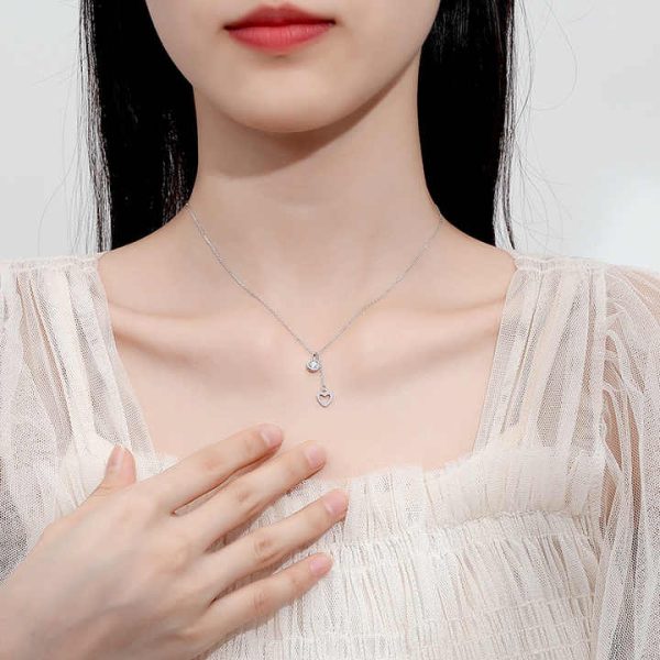925 Sterling Silver Shakable Shiny Heart Star Necklace Women Ins Fashion Style Heart Zircon Pendant Jewelry Gift First Choice