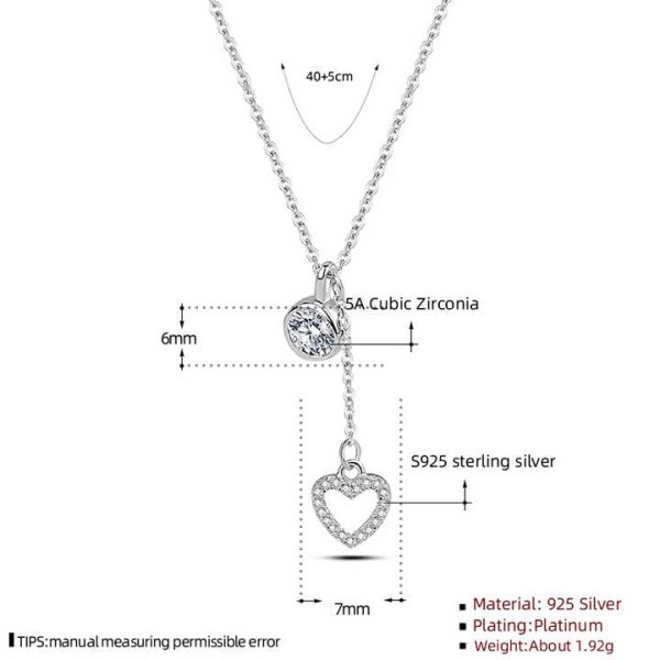 925 Sterling Silver Shakable Shiny Heart Star Necklace Women Ins Fashion Style Heart Zircon Pendant Jewelry Gift First Choice