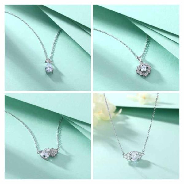 Customizable 925 Sterling Silver Zircon Pendant Necklace for Weddings and Anniversaries