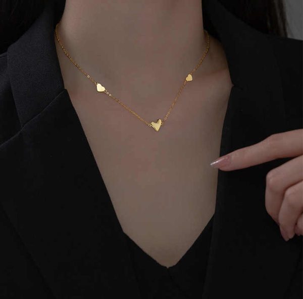 Fashion Fine Jewelry Necklaces Women 925 Silver Gold Plated Necklace Heart Choker Necklace