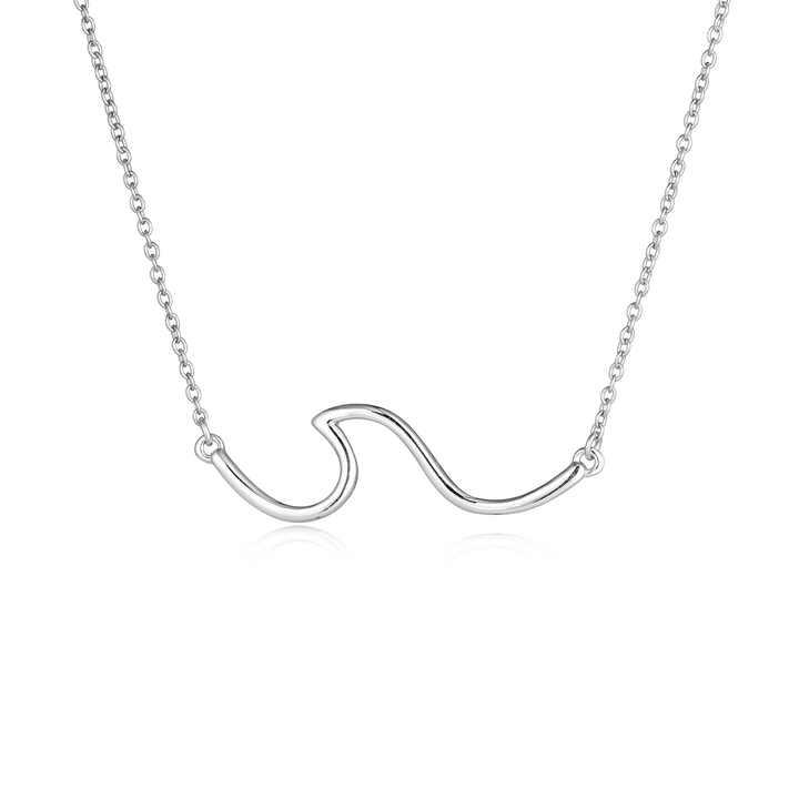 Fine Jewelry Women Girls 925 Sterling Silver Ocean Wave Pendant Necklace Surf Beach Ocean Wave Charm Necklaces