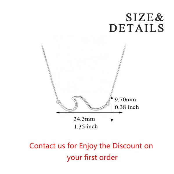 Fine Jewelry Women Girls 925 Sterling Silver Ocean Wave Pendant Necklace Surf Beach Ocean Wave Charm Necklaces