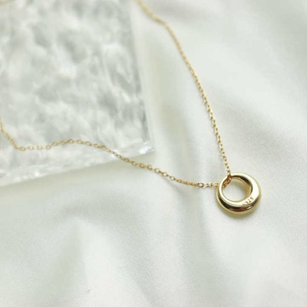 Chris April 925 Sterling Silver 18K Gold Plated Minimalist Concentric Circles Pendant Necklaces